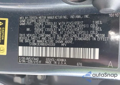 2011 Toyota Highlander Base V6 from USA, damaged, VIN 5TDBK3EH8BS049269